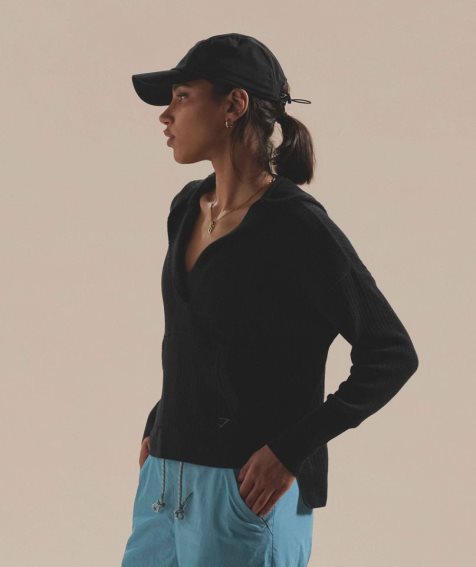 Women's Gymshark Pause Knitwear Hoodie Black | CA 865DN1